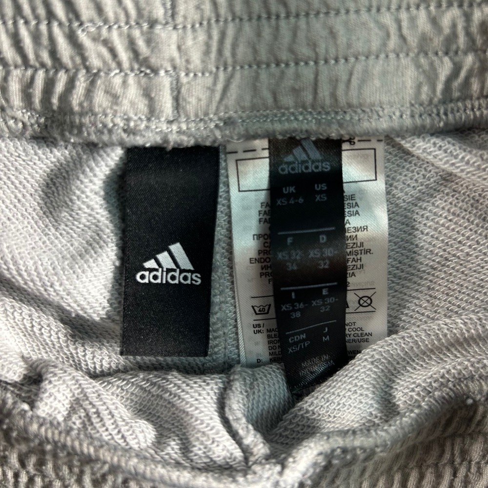 Adidas Women Shorts Gray Smocked Waist Athletic Logo Tape XS - Picture 3 of 7